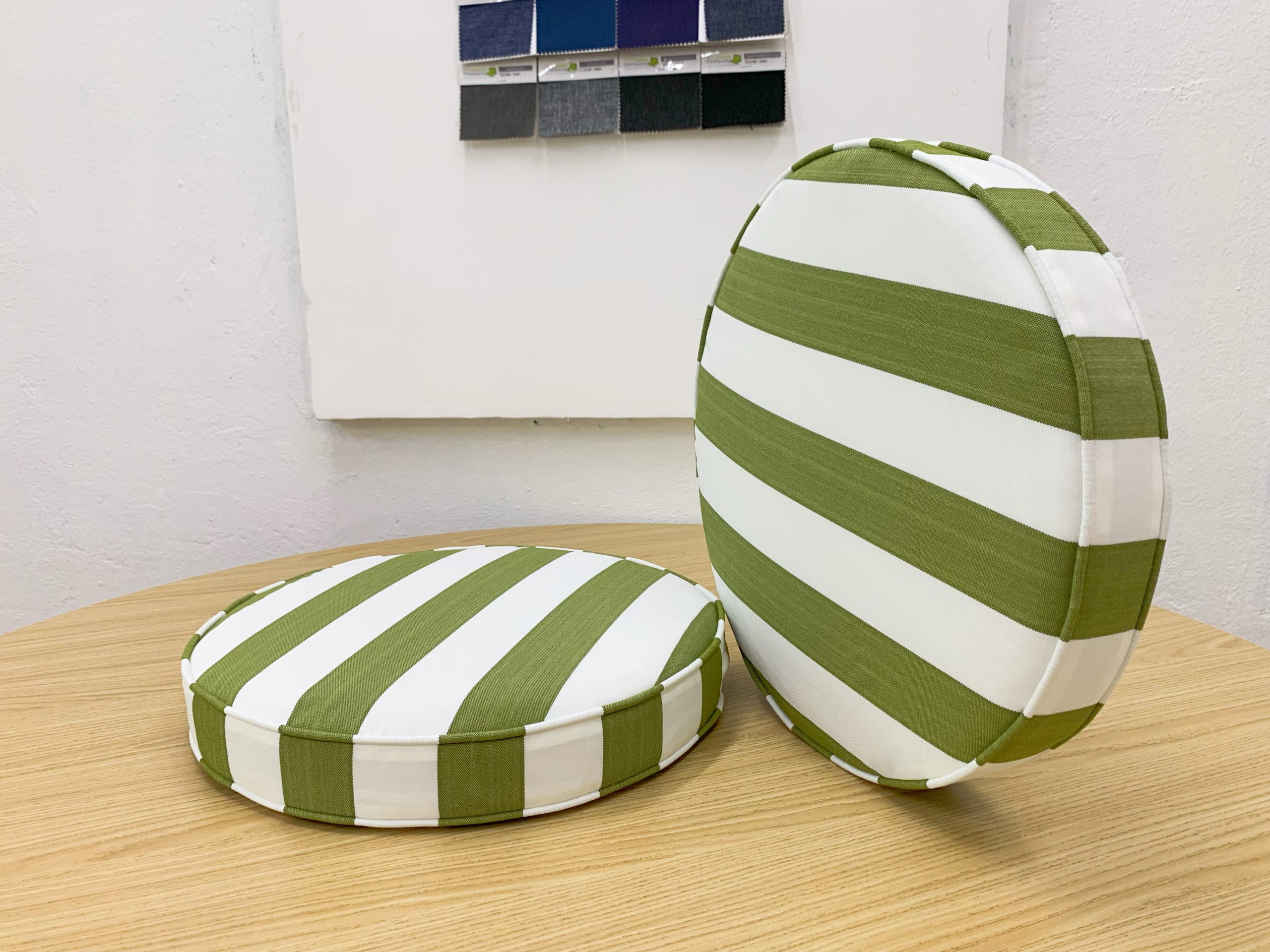 Round Green Stripe Cushion Cover