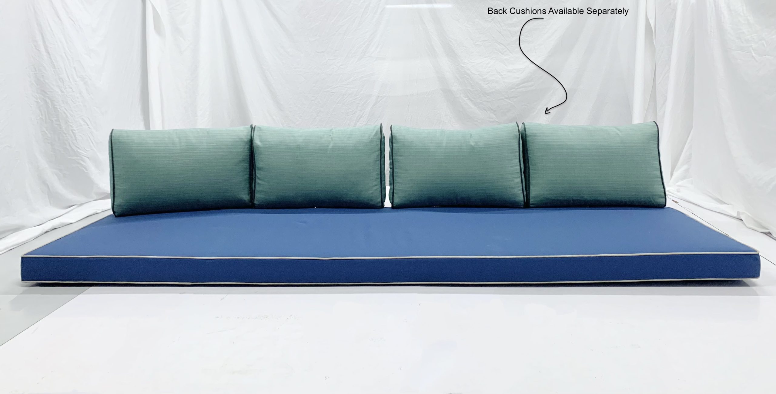 Denim Blue Daybed Cushion Cover with Spring Green Back Cushions