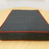Grey Trapezoid Cushion Cover with Red Piping