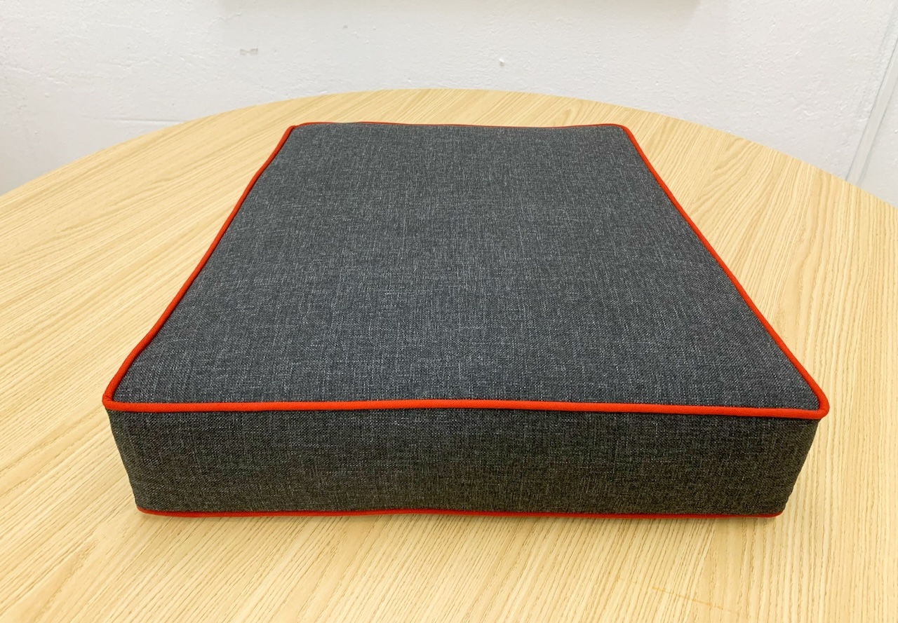 Grey Trapezoid Cushion Cover with Red Piping