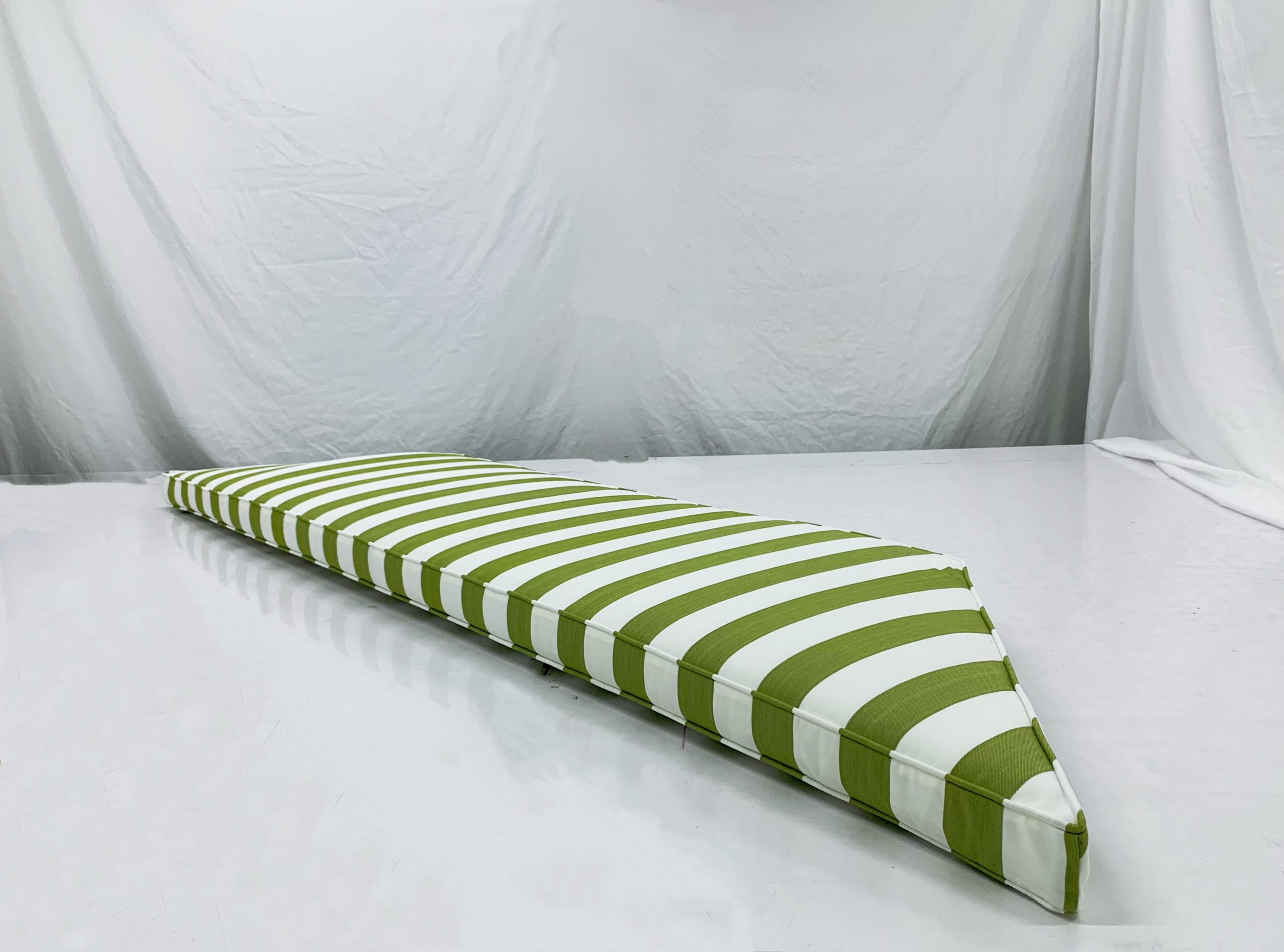 Vivianite Green Stripe Trapezoid Bench Cushion Cover