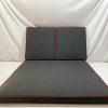 Grey Custom Double Chaise Cushion Cover with Red Piping