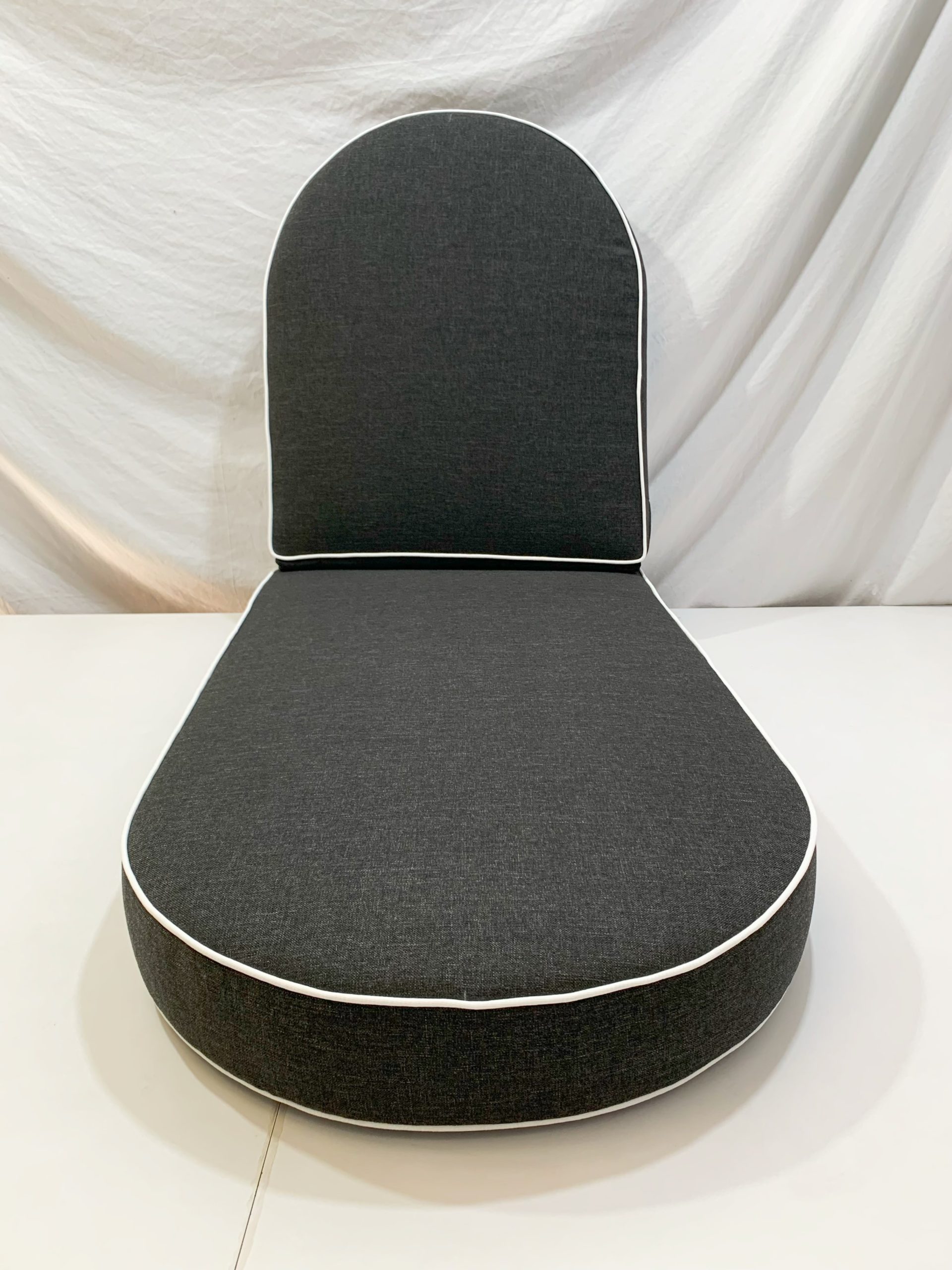Urban Midnight Black with English White Piping Rounded Sun Lounge Cover