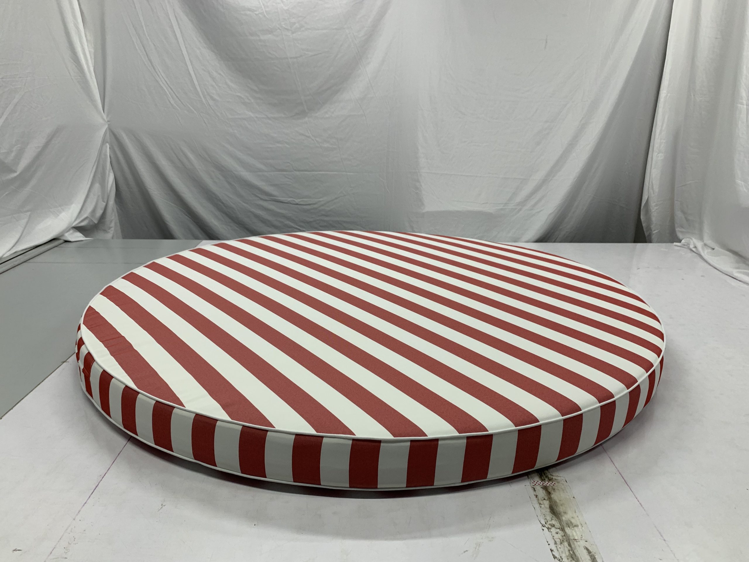 Round Vibrant Red Stripe Cushion Cover