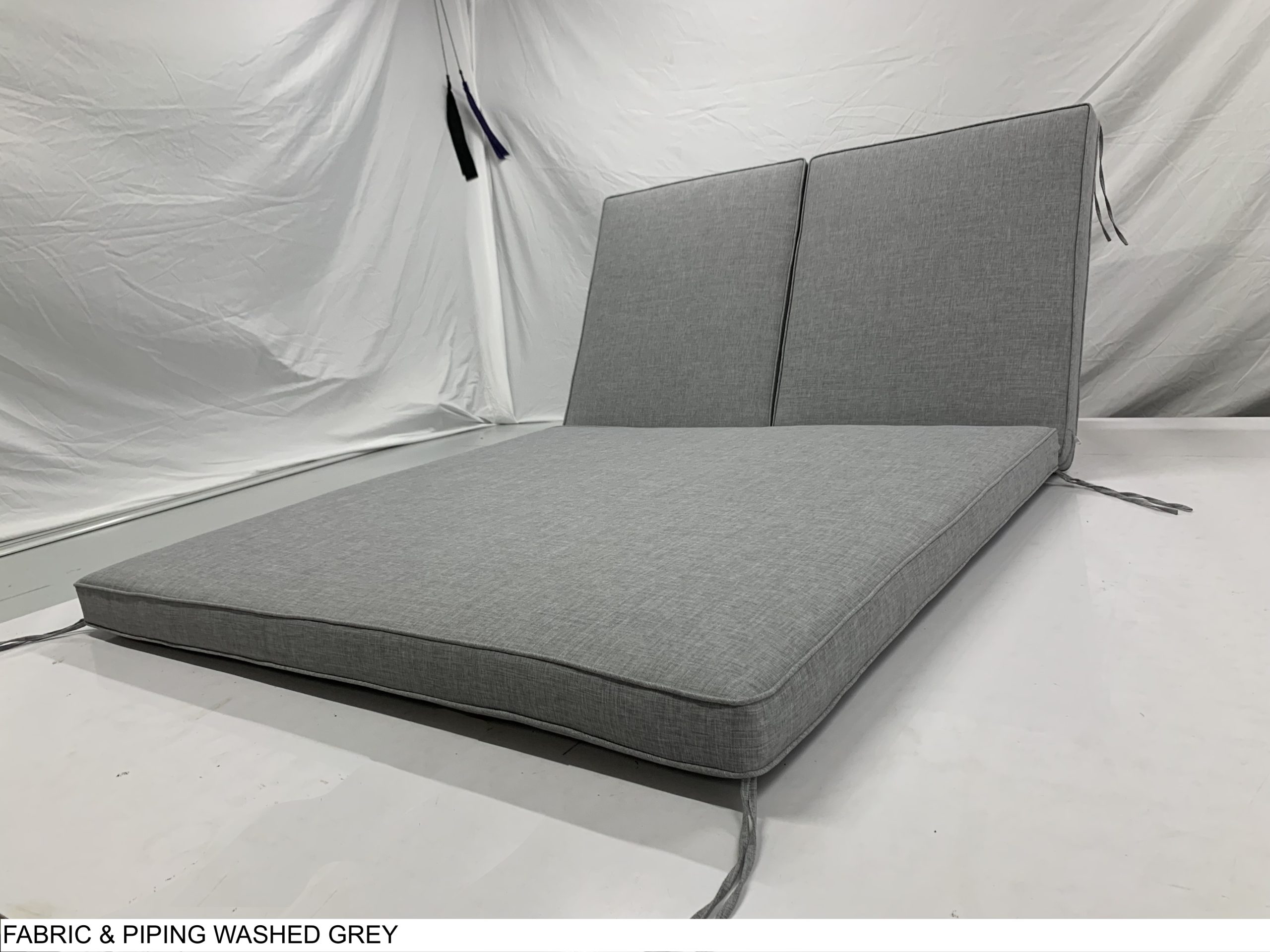 Washed Grey Double Chaise Cushion Cover with Ties