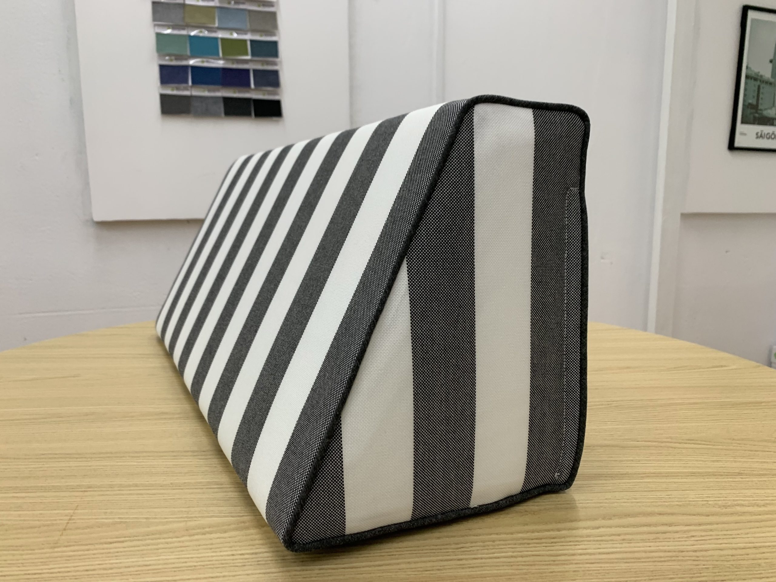 Onyx Charcoal Stripe Wedge Back Cushion Cover