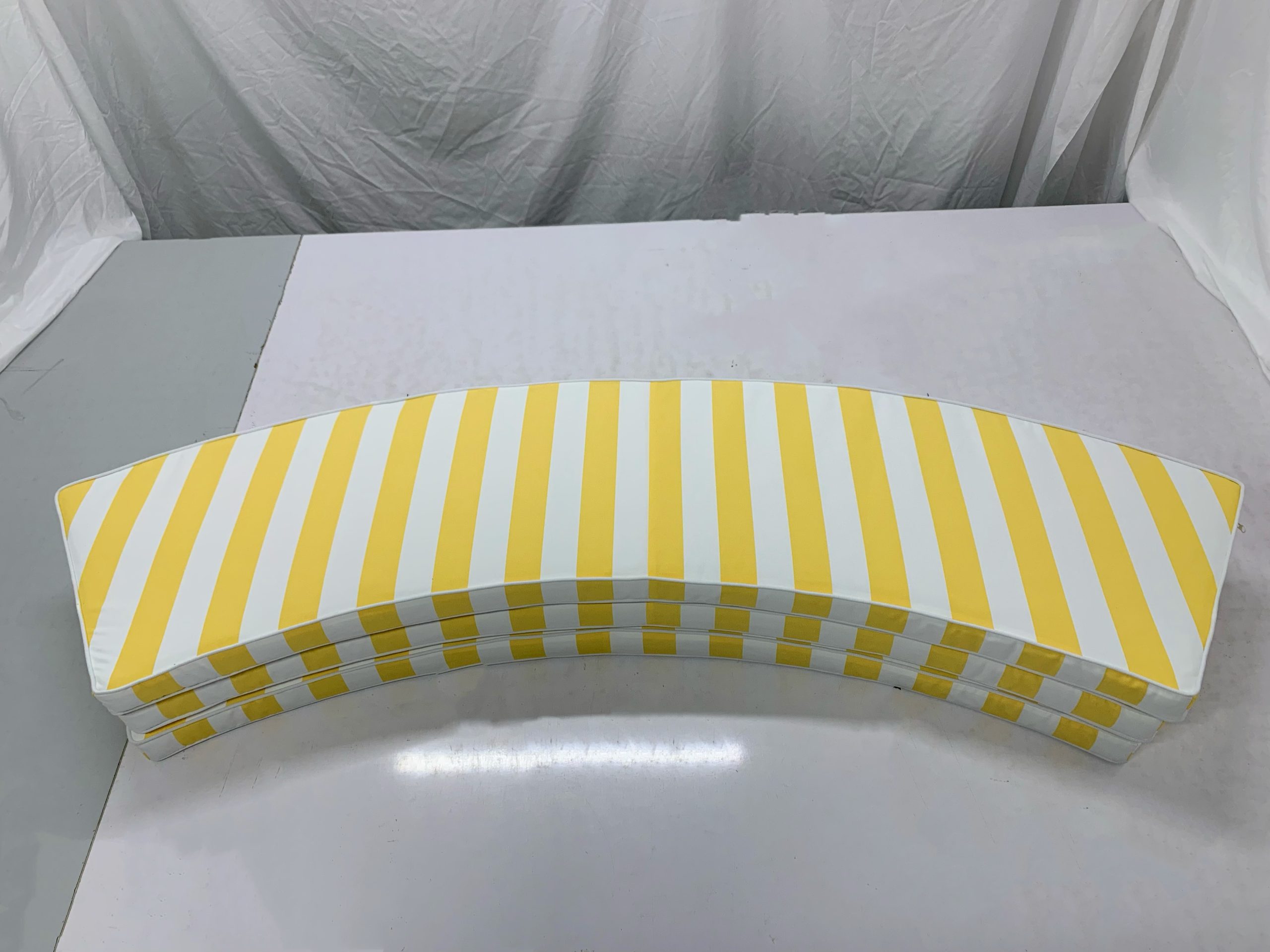 Curved Bench Yellow Lemon Stripe Cushion Cover