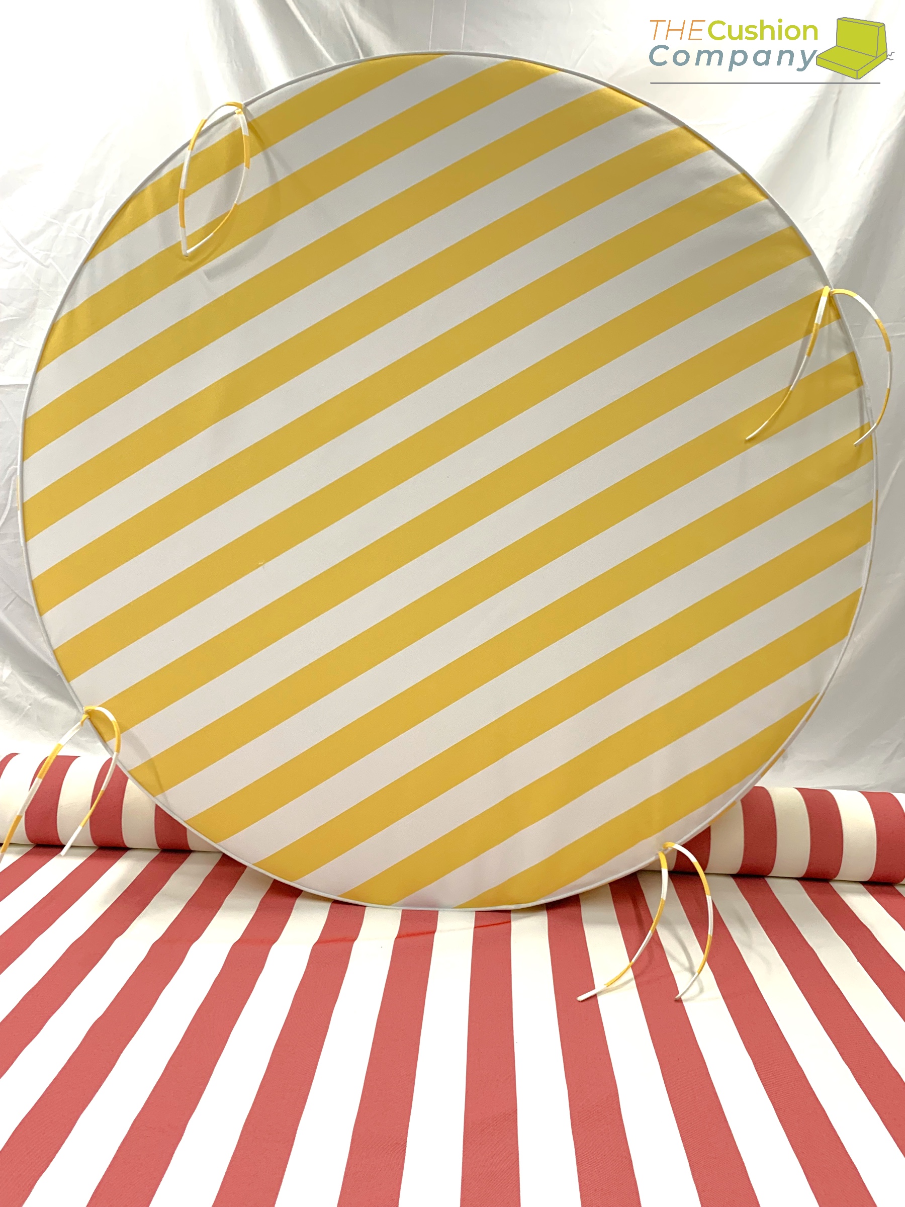 Round Yellow Lemon Stripe Cushion Cover