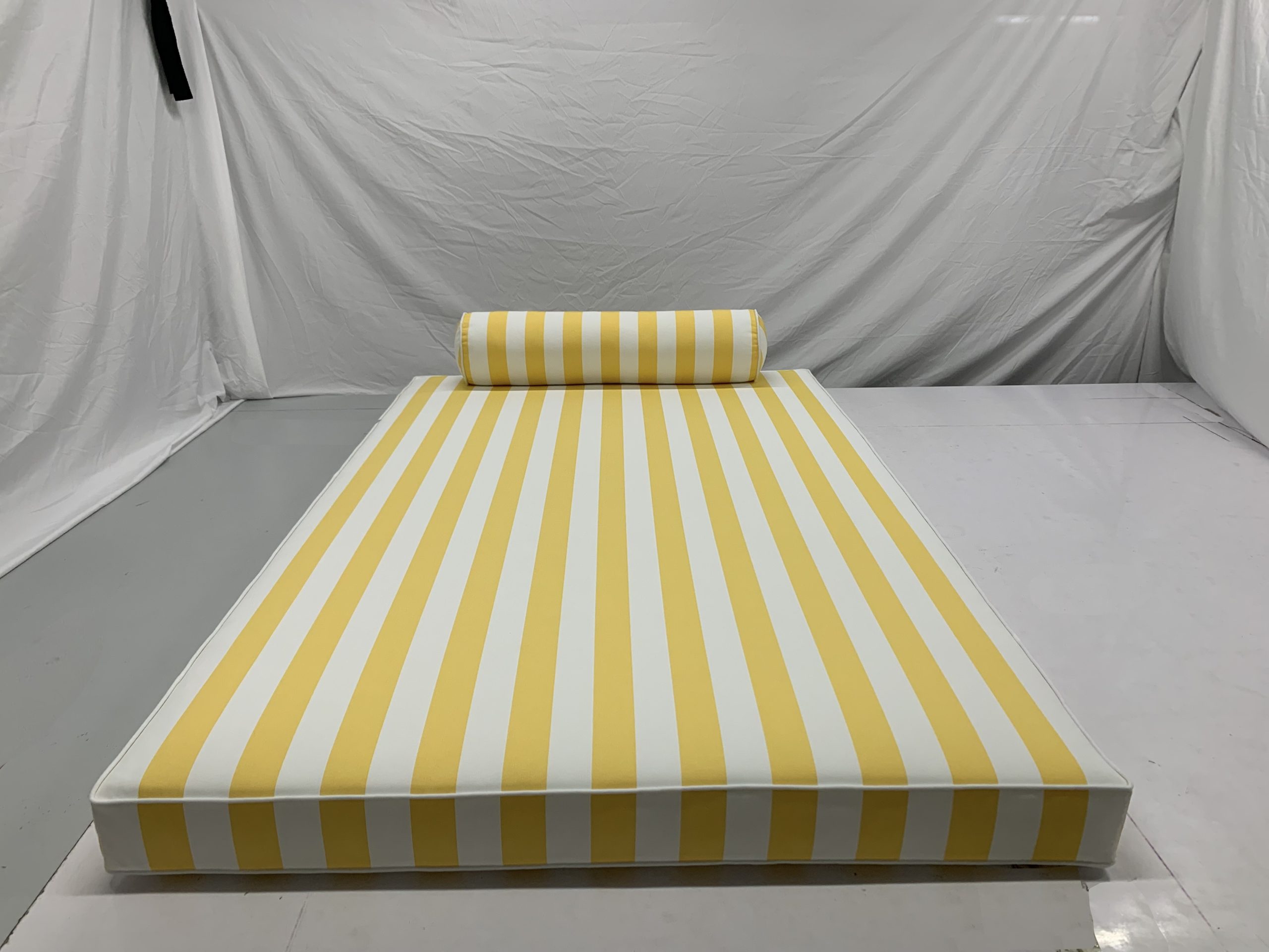 Lemon Yellow Stripe Custom Daybed Cushion Cover With Bolster