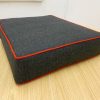 Grey Trapezoid Cushion Cover with Red Piping