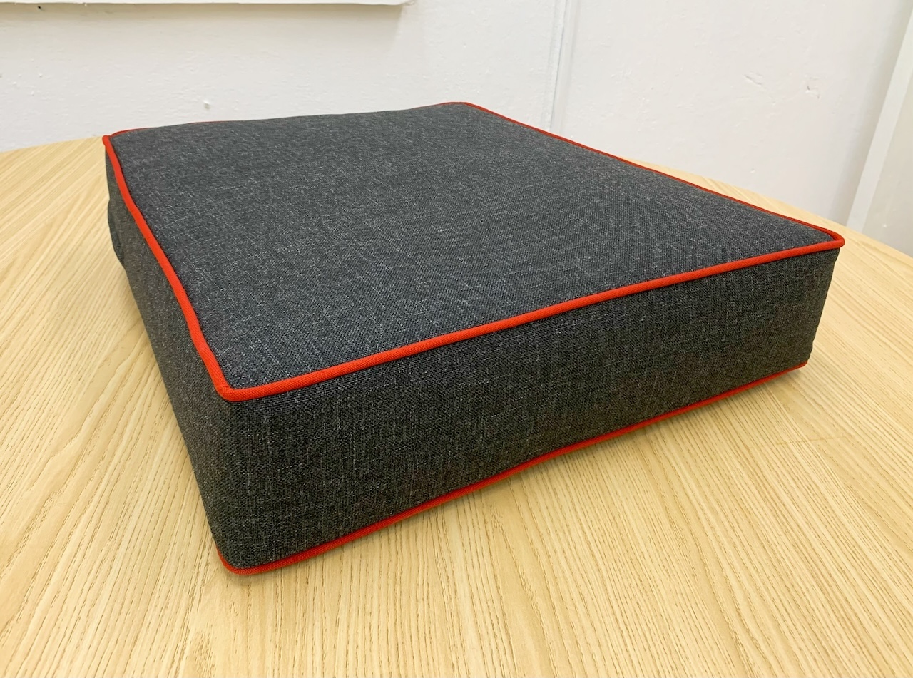 Grey Trapezoid Cushion Cover with Red Piping