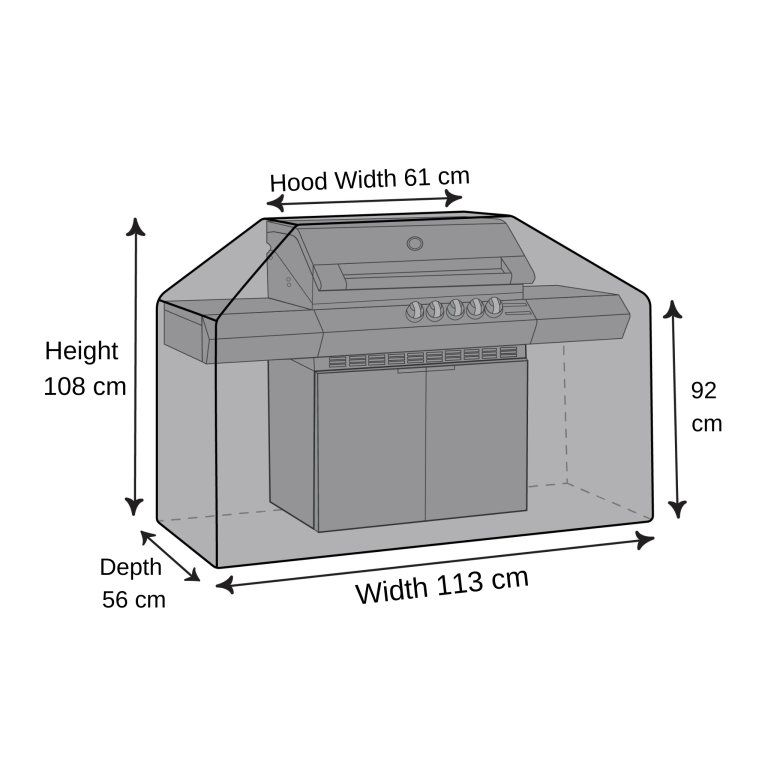Outdoor BBQ Cover - 113 cm W x 56 cm D x 108 cm H