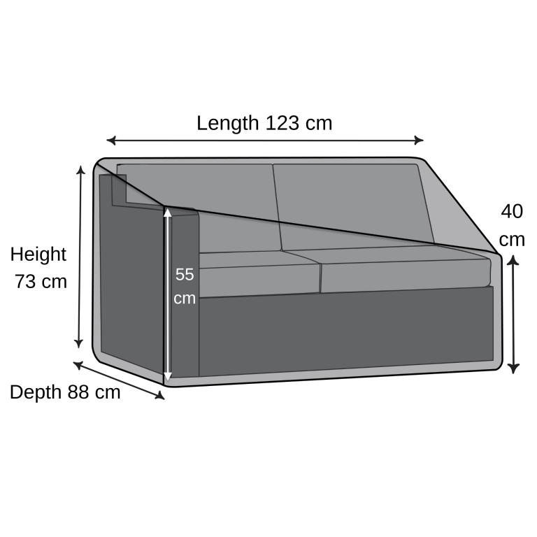Left-Arm Outdoor Sofa Cover - 123cm L x 88cm D x 73cm H