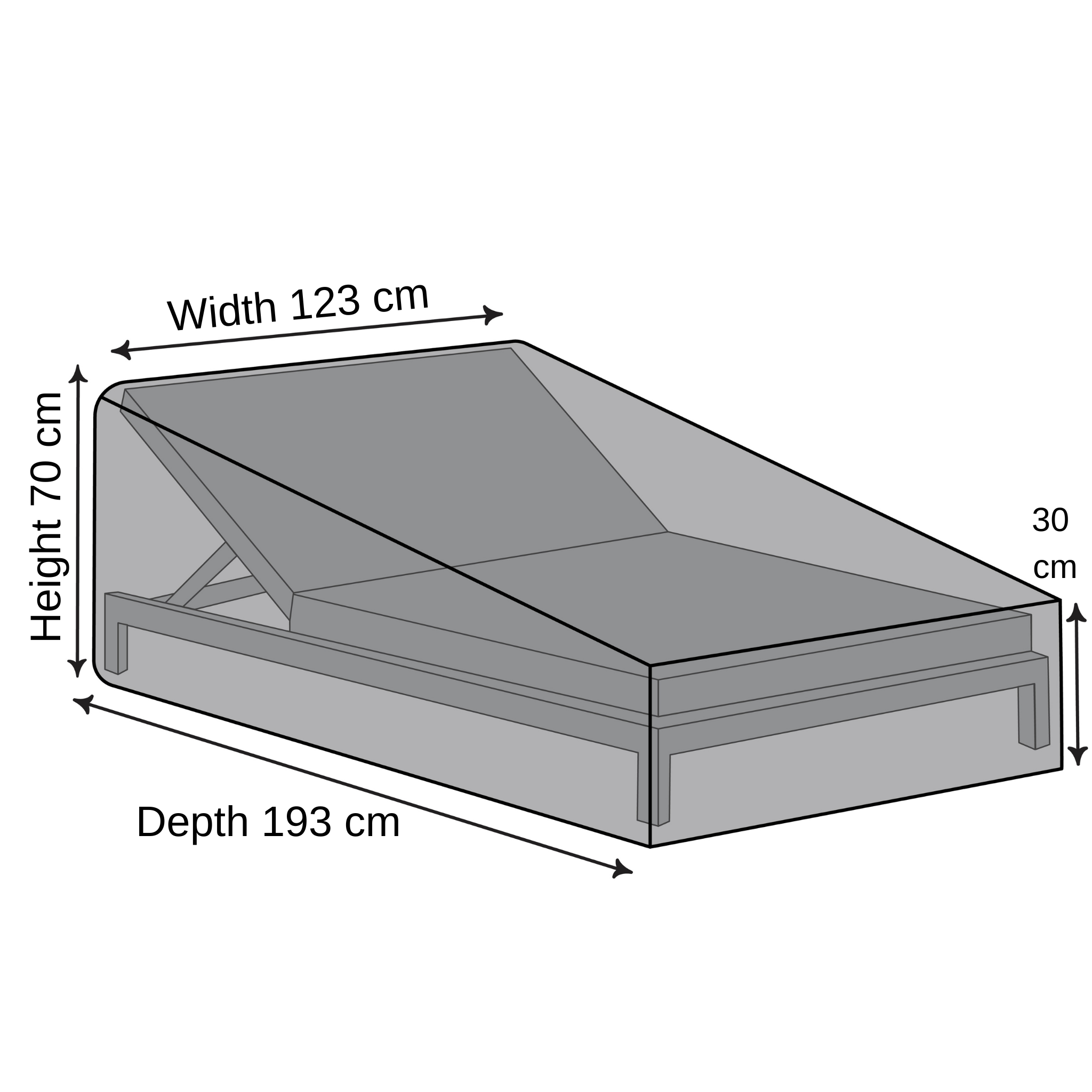 Double Sun Lounger Cover Angled Back - 193cm X 123cm X 70cm