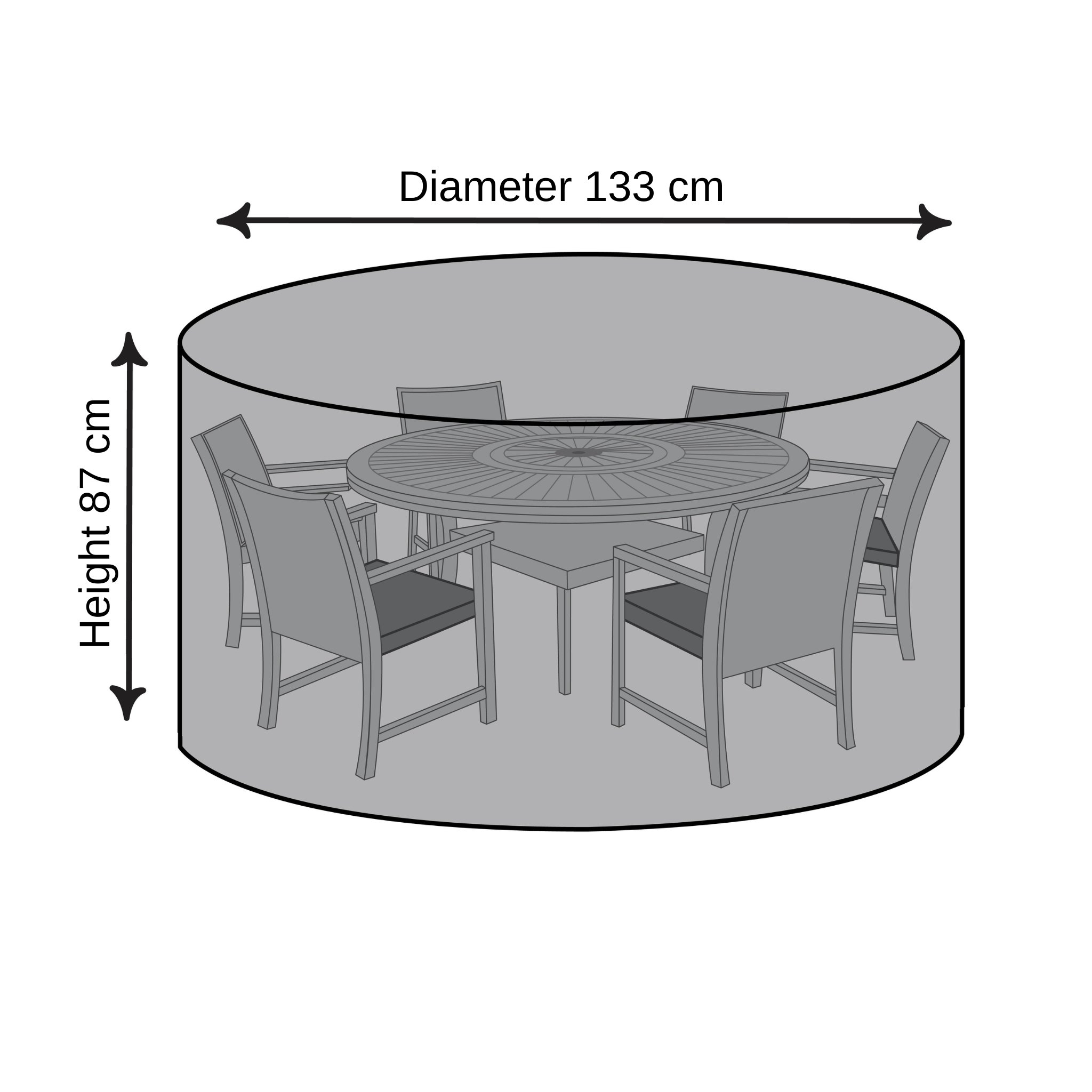 Round Patio Dining Cover - 133cm X 87cm