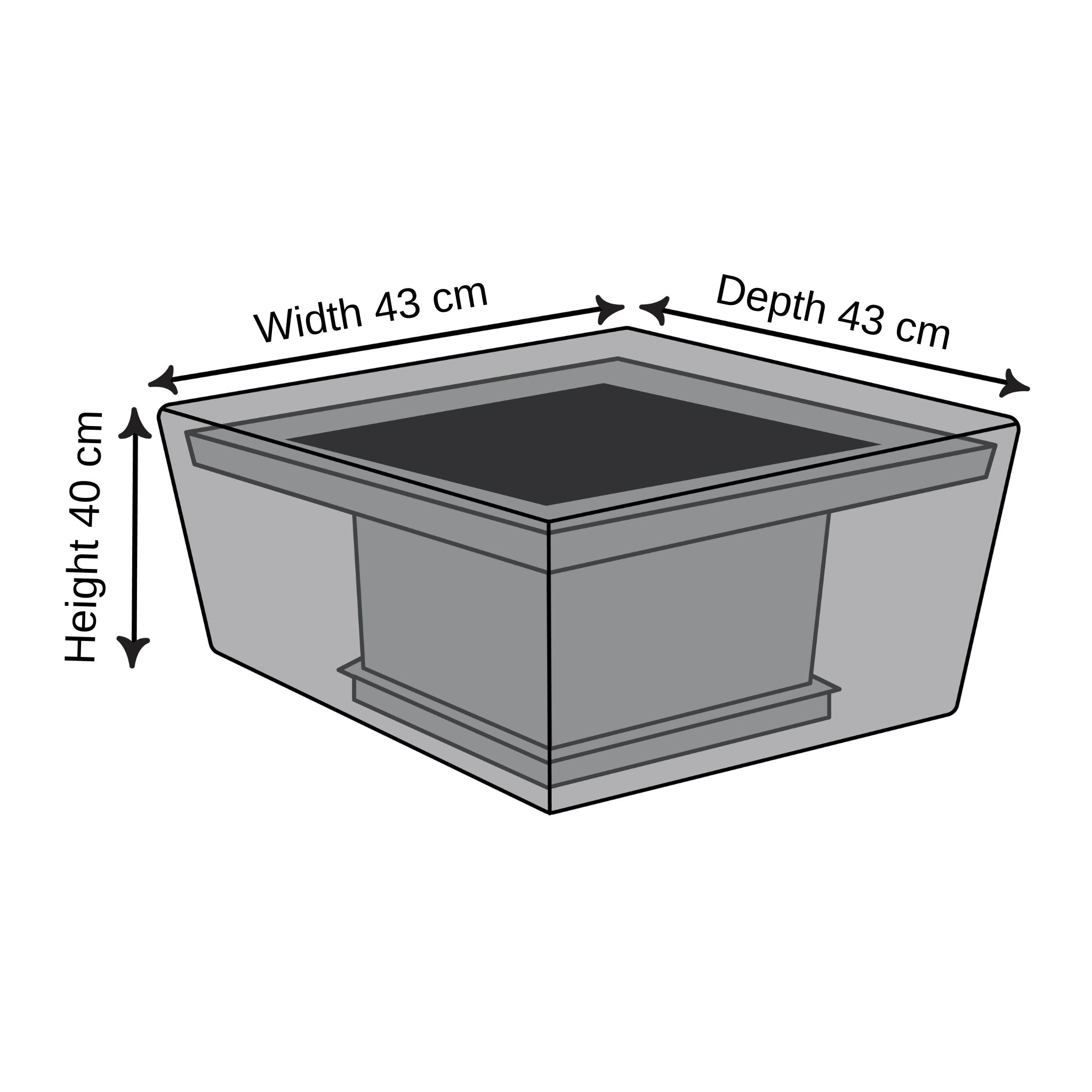Square Fire Pit Cover - 43cm X 43cm X 40cm