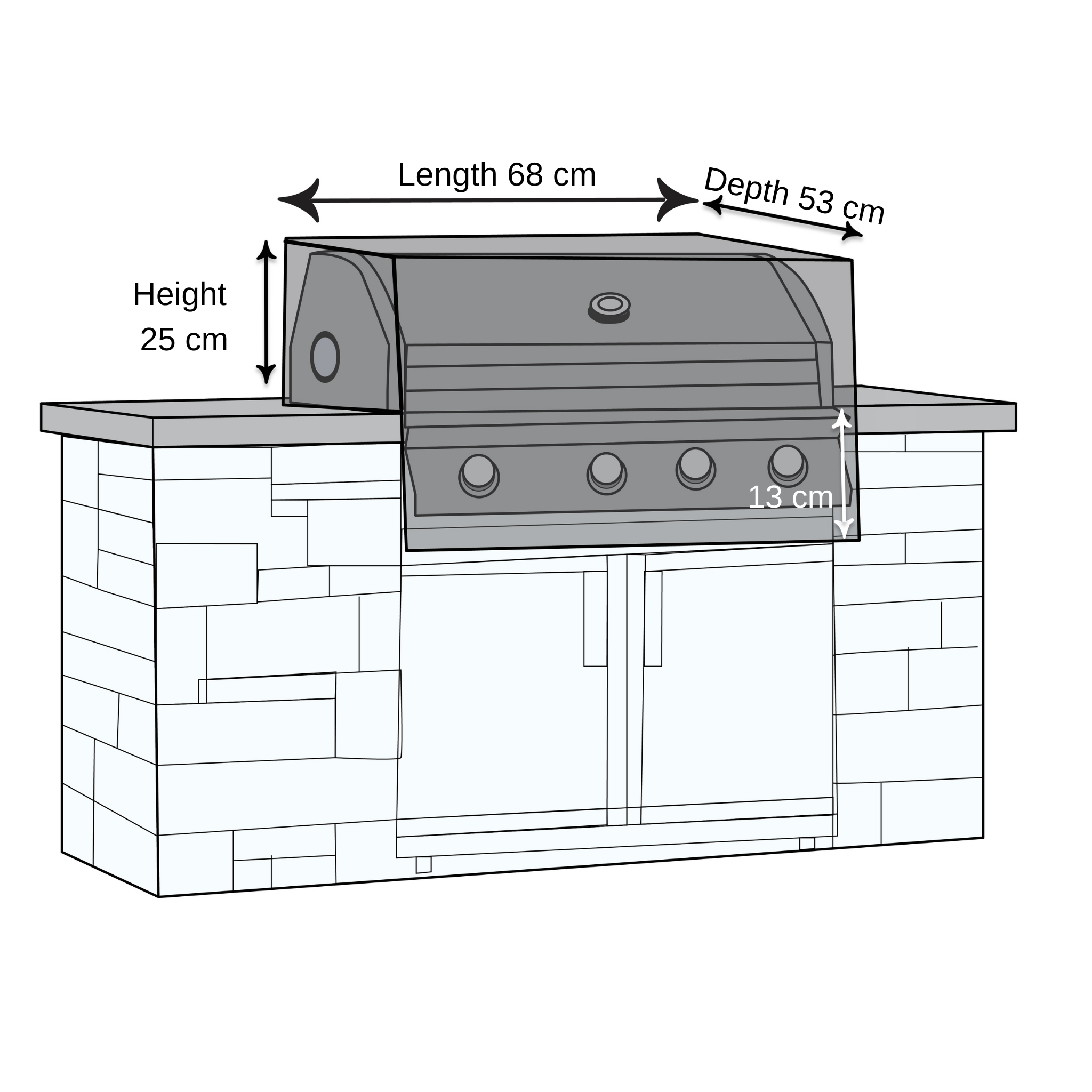 Built-In Grill Cover - 68 cm L x 53 cm D x 25 cm H