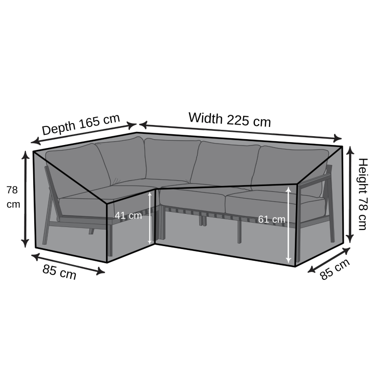 Right-Hand Corner Sofa Cover - 225cm X 165cm X 78cm