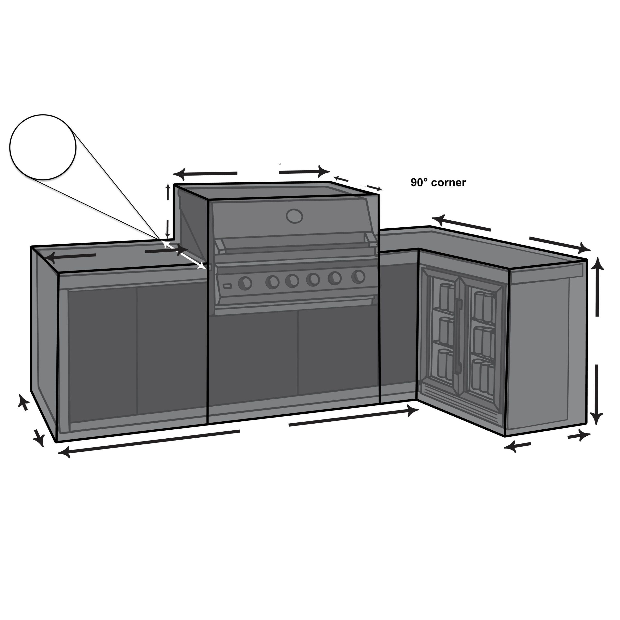 Custom L Shape Barbecue Kitchen Cover – Left