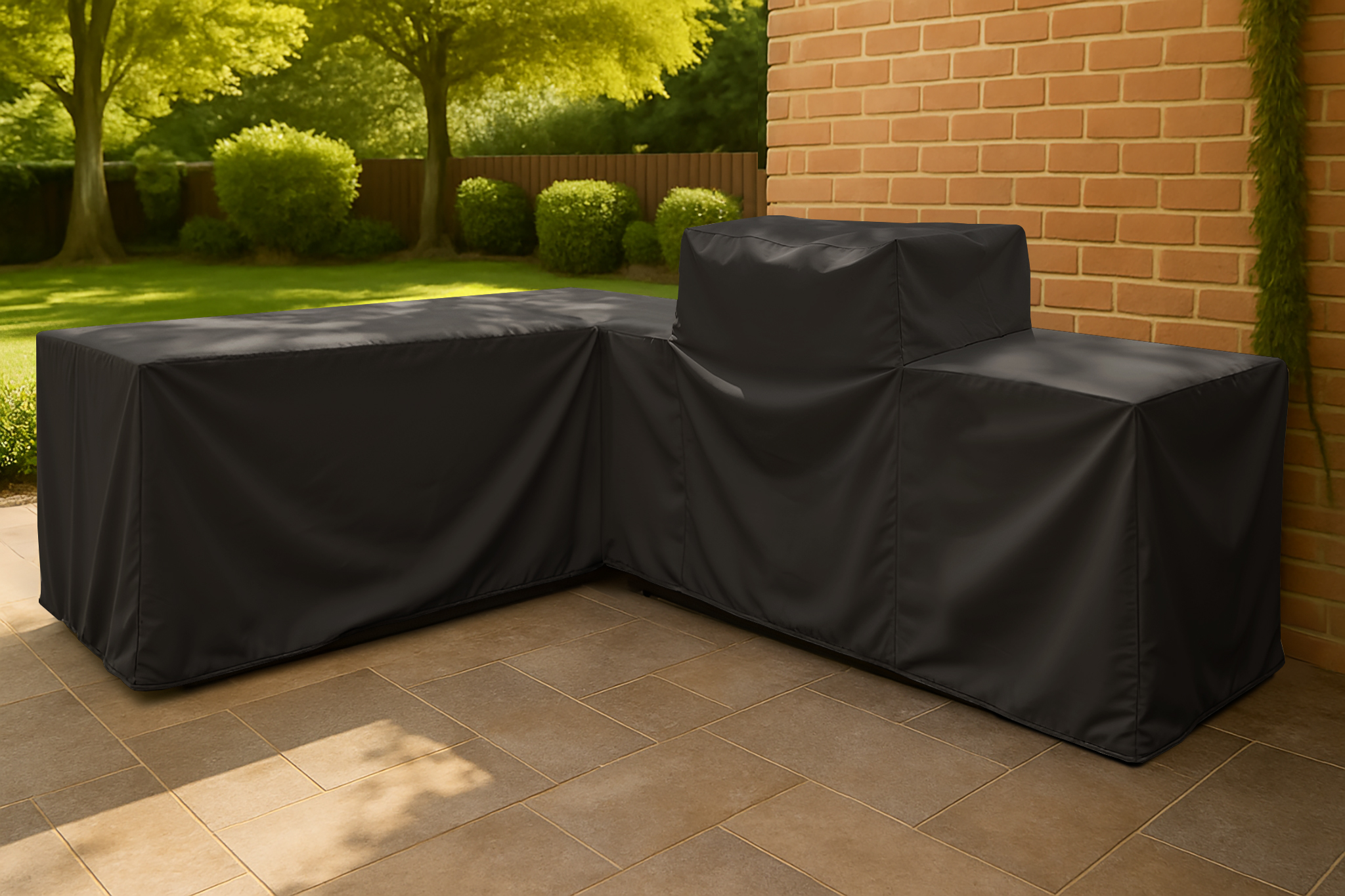 Black L Shape Barbecue Kitchen Cover – Right