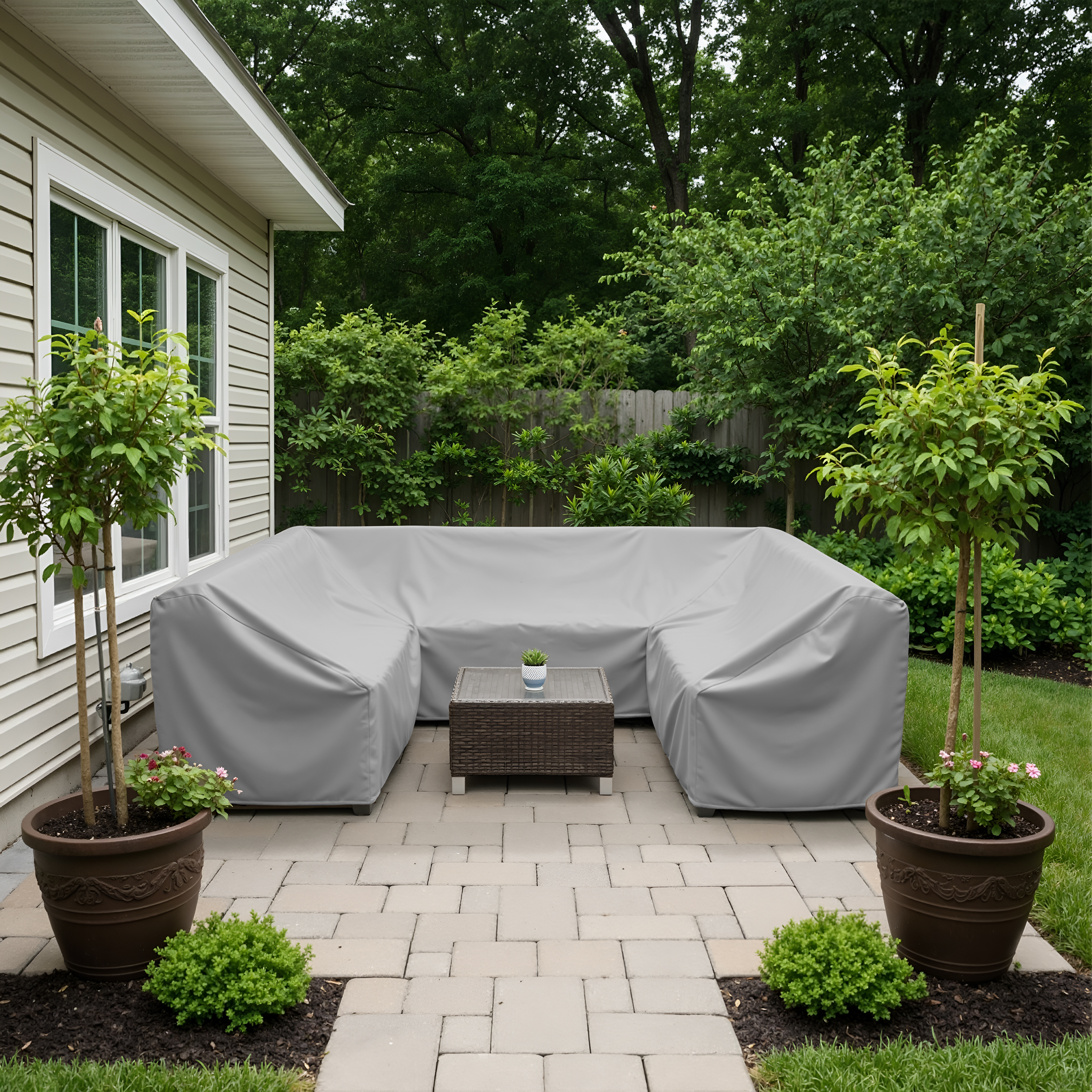 Grey Armless U-Shaped Outdoor Cover