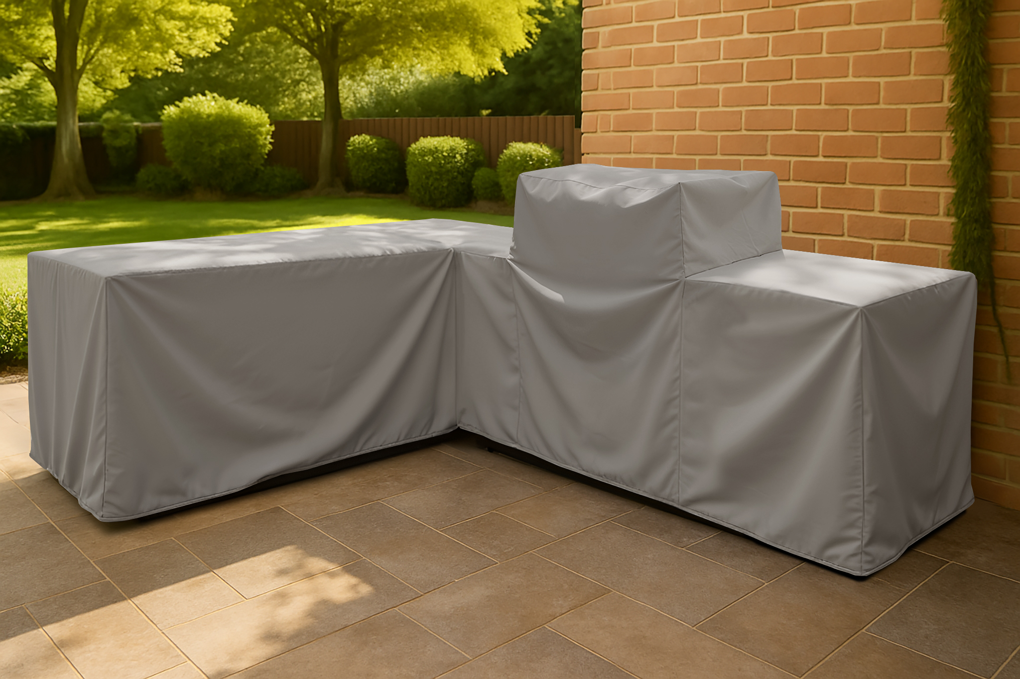 Grey L Shape Barbecue Kitchen Cover – Right