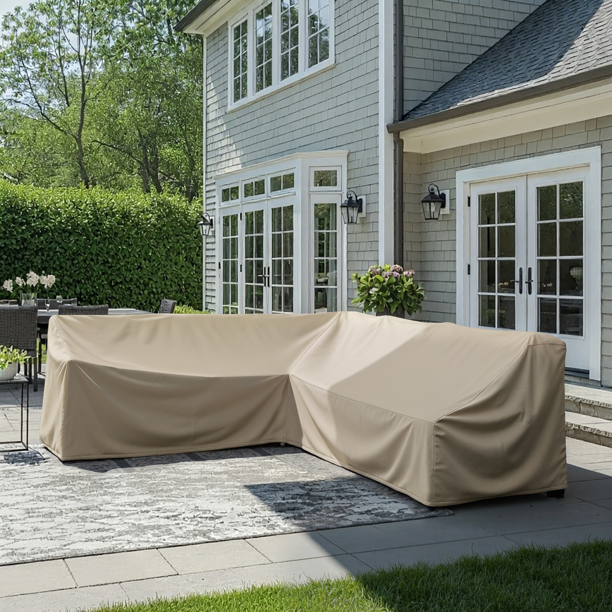 Beige Left-Hand Corner Sofa Cover
