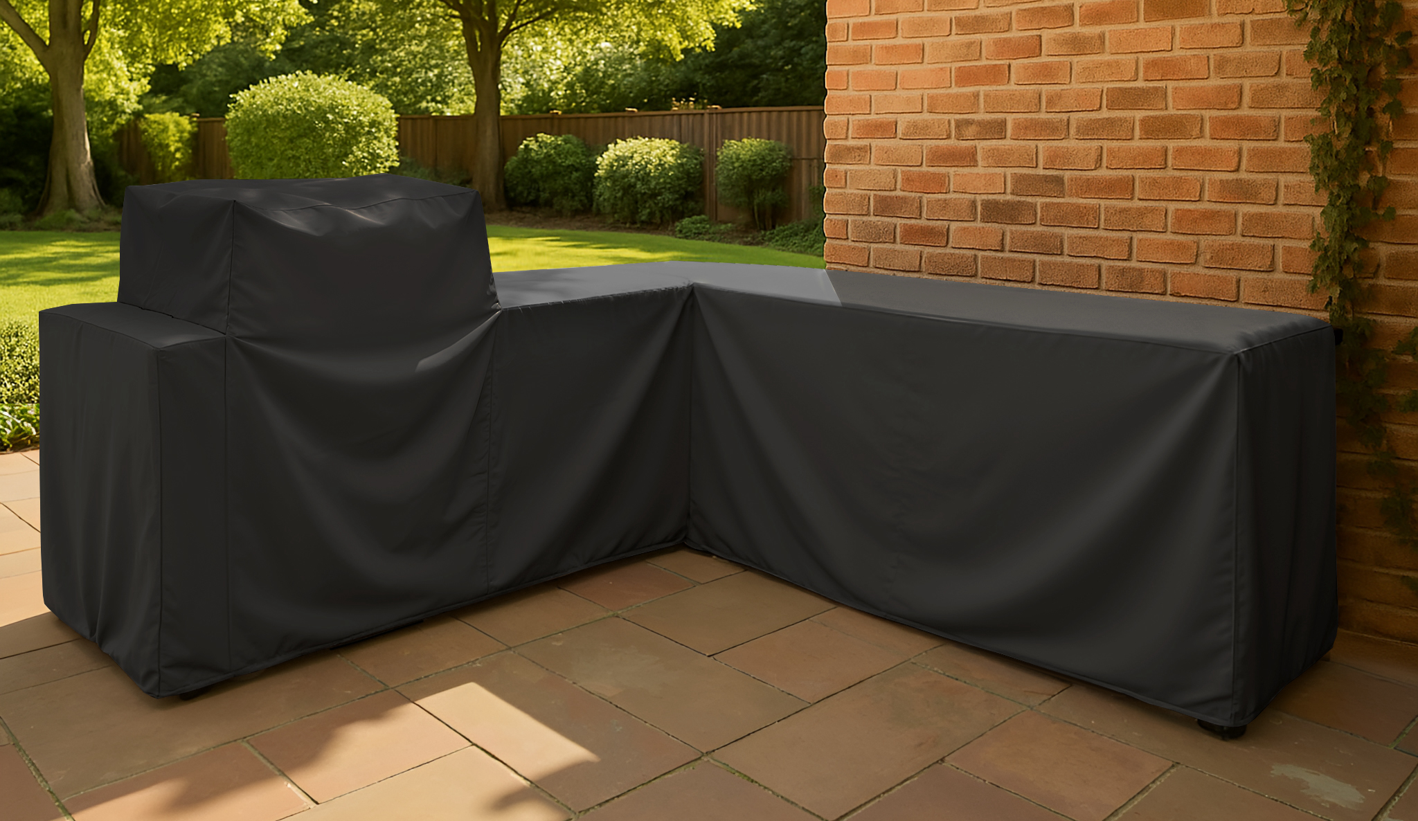 Black L Shape Barbecue Kitchen Cover – Left
