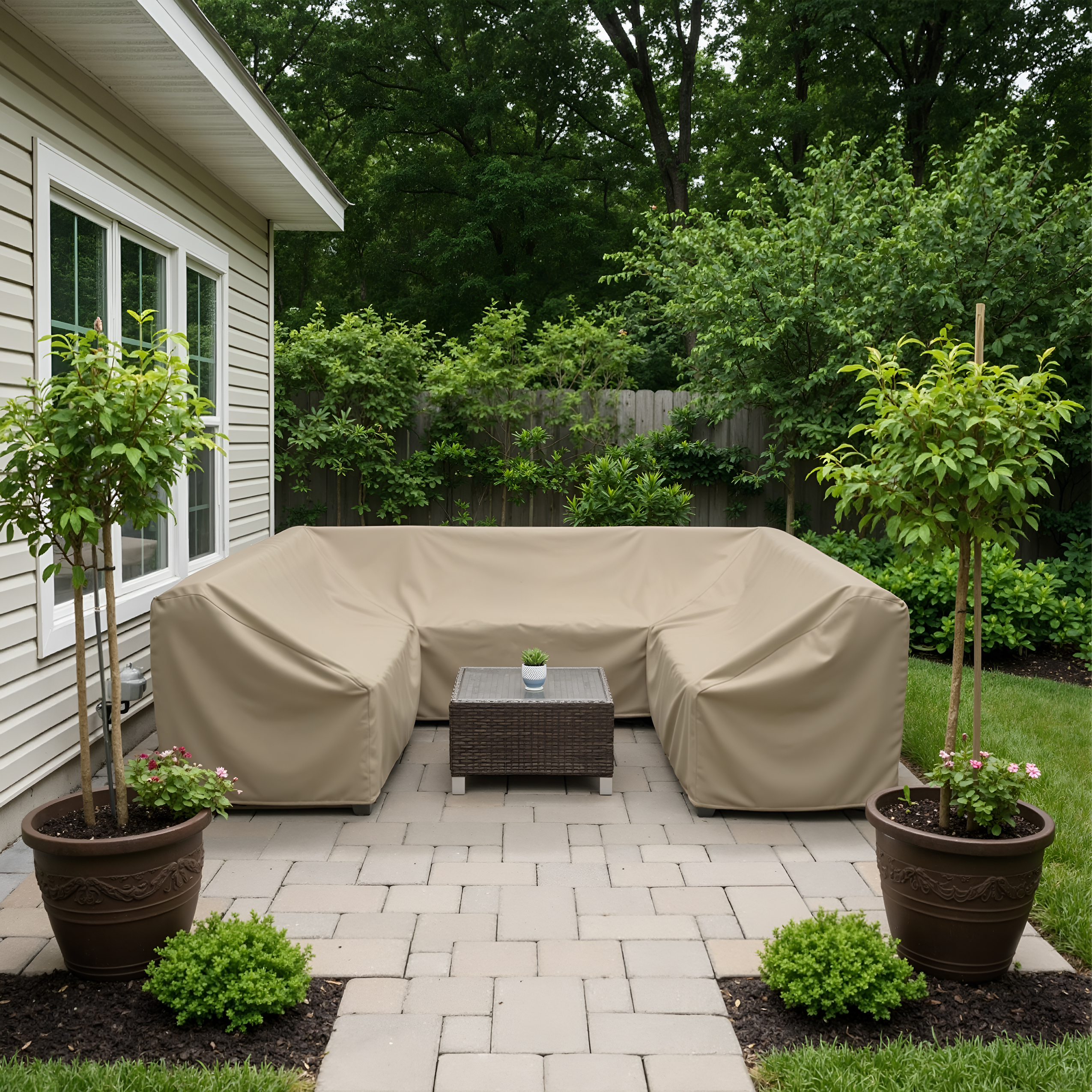 Beige Armless U-Shaped Outdoor Cover