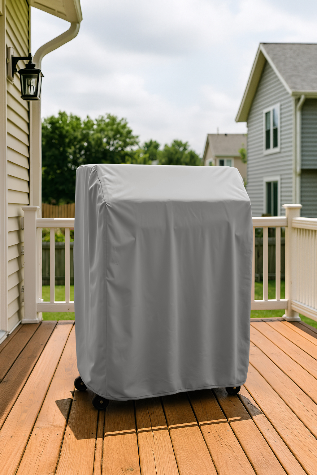 Grey BBQ Grill Cover with No Side Shelves