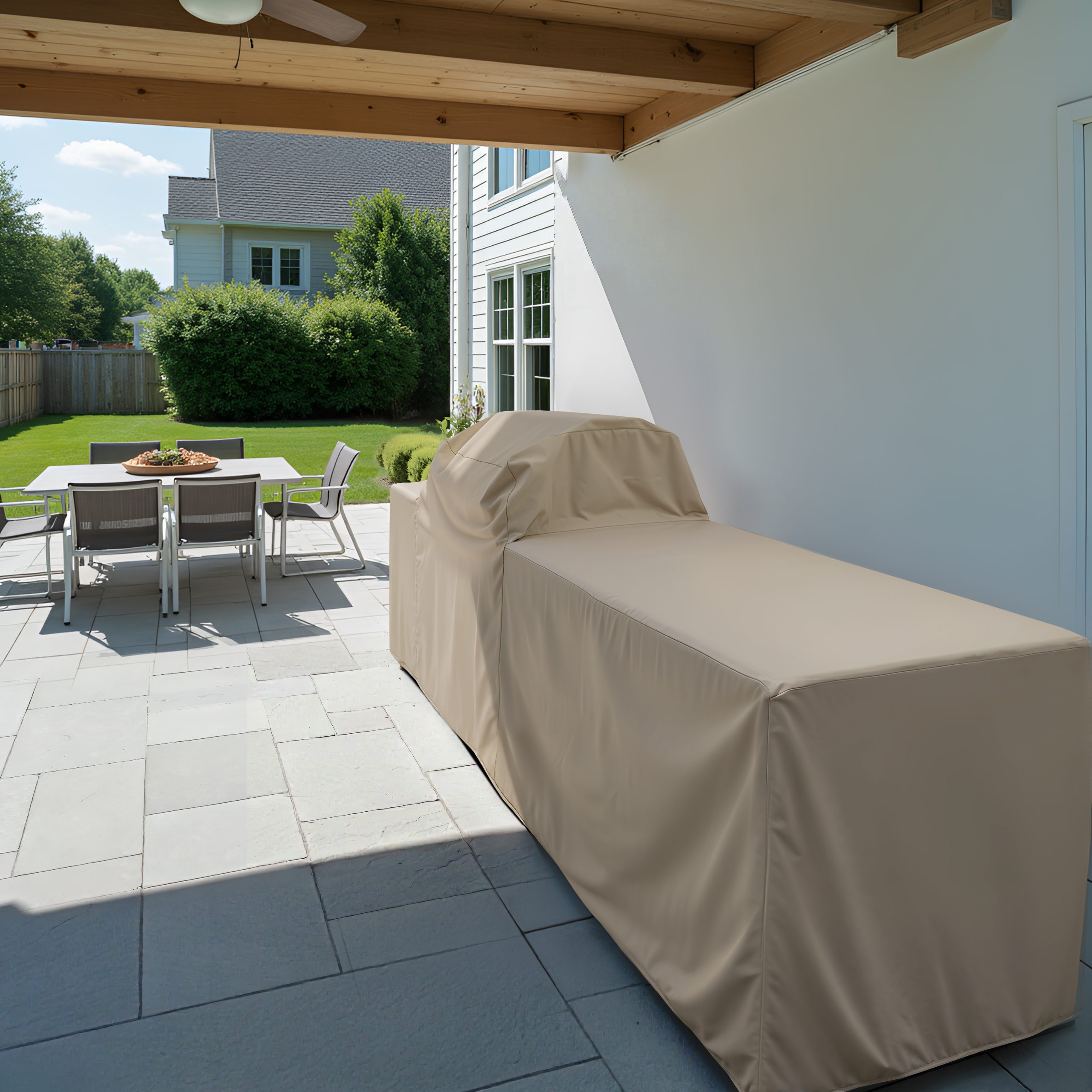 Beige Barbecue Outdoor Kitchen Cover