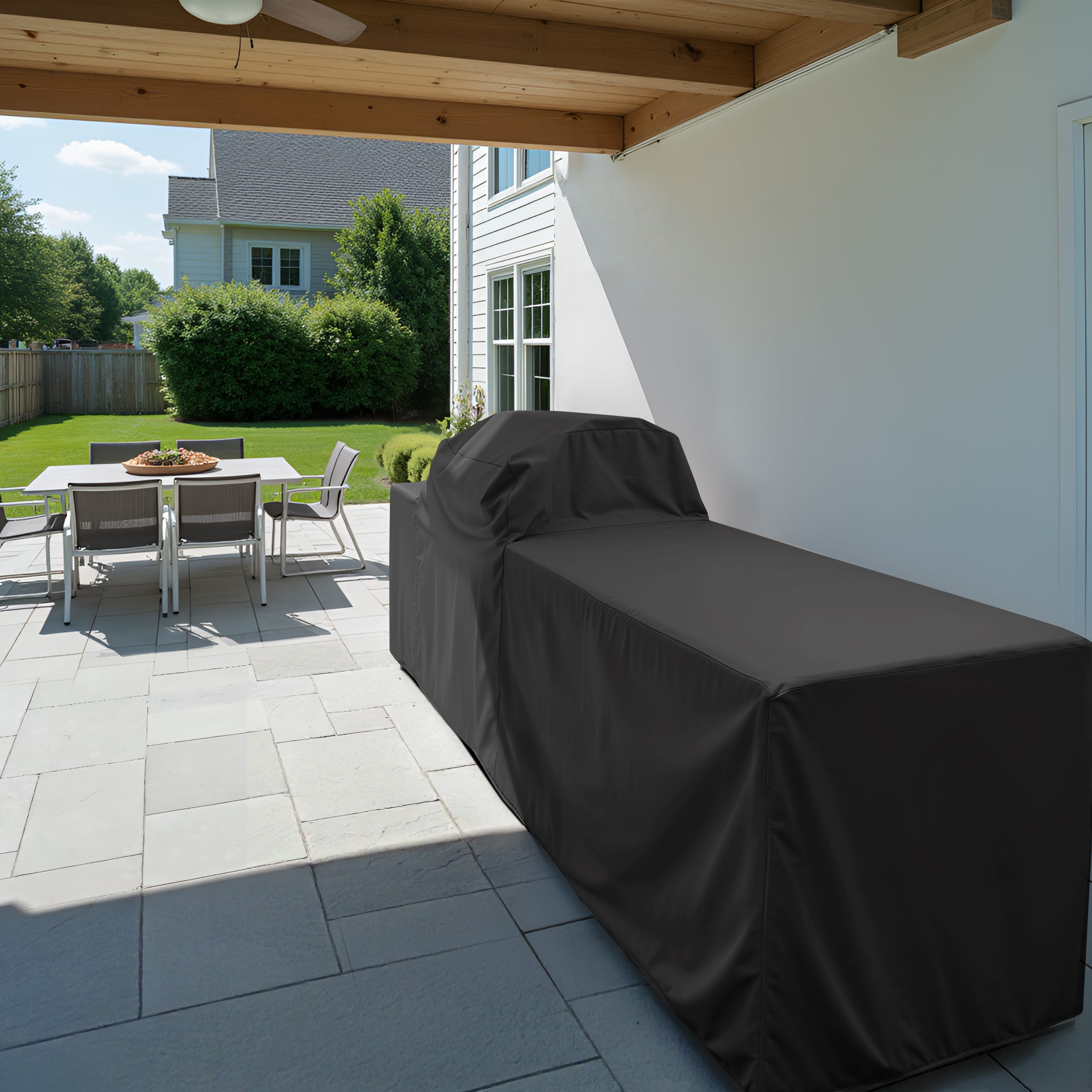 Black Barbecue Outdoor Kitchen Cover