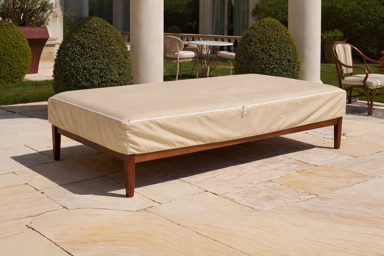 Beige Mattress Cover Enclosed With Zip