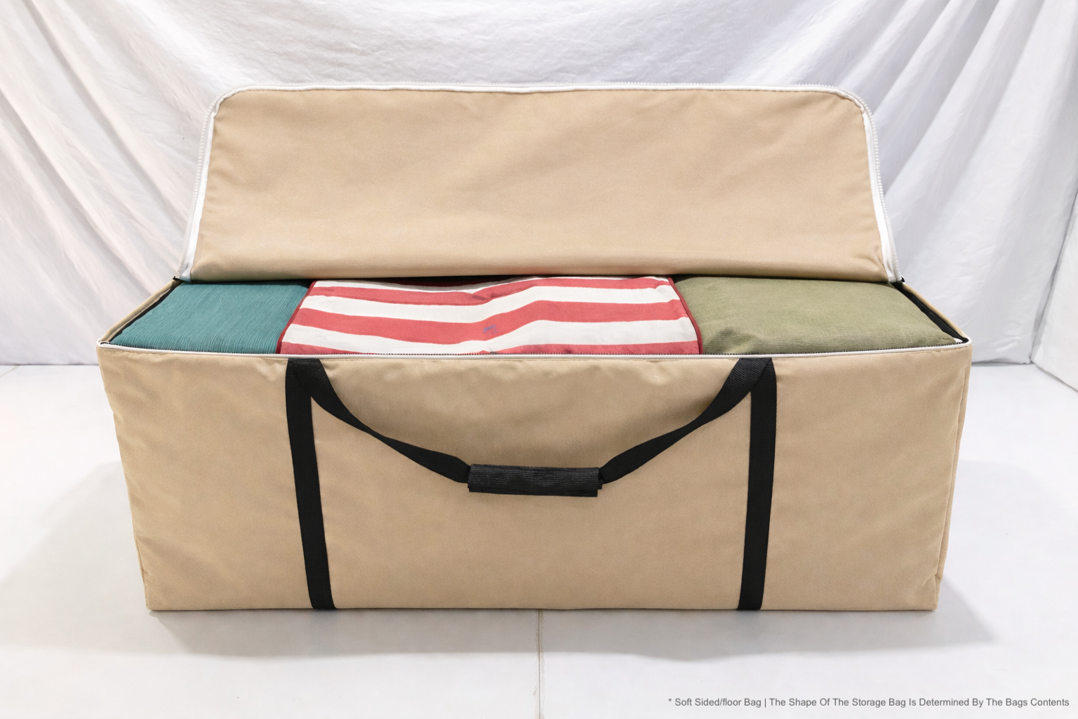 Beige Waterproof Cushion Storage Bag - Opened