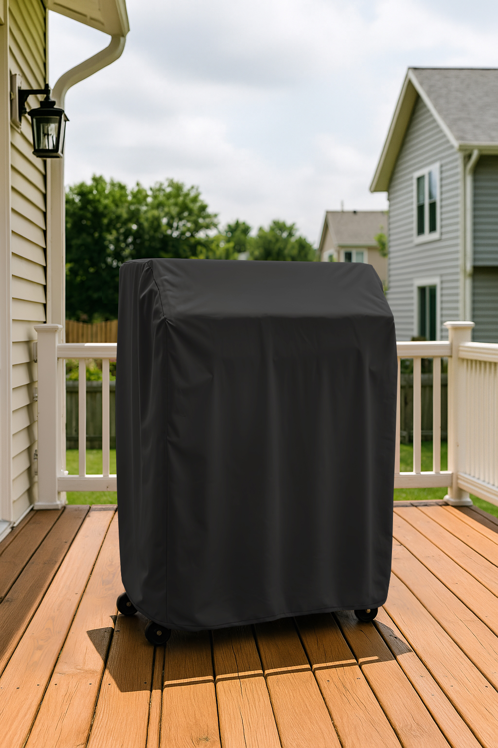 Black BBQ Grill Cover with No Side Shelves