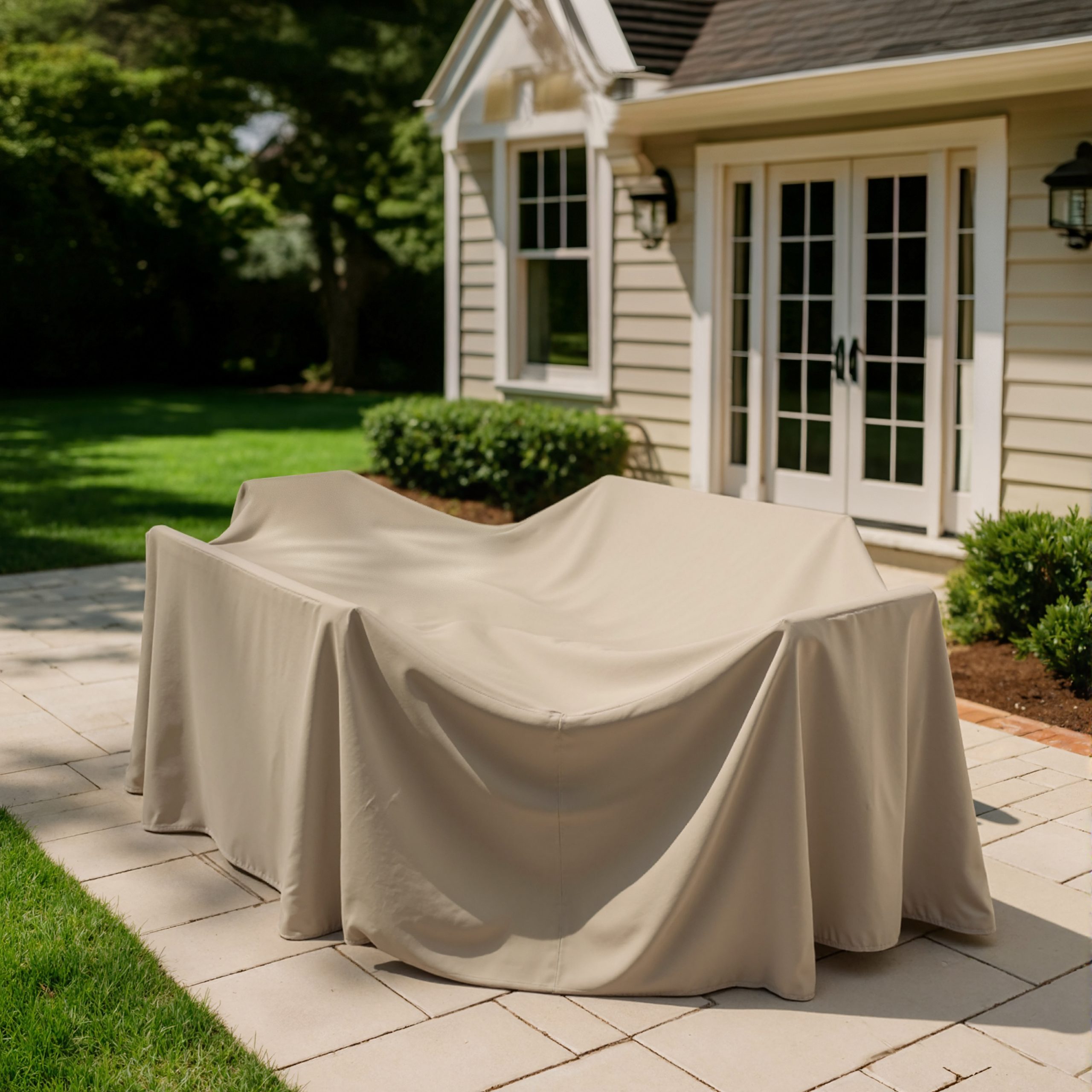 Beige Oval Dining Set Cover