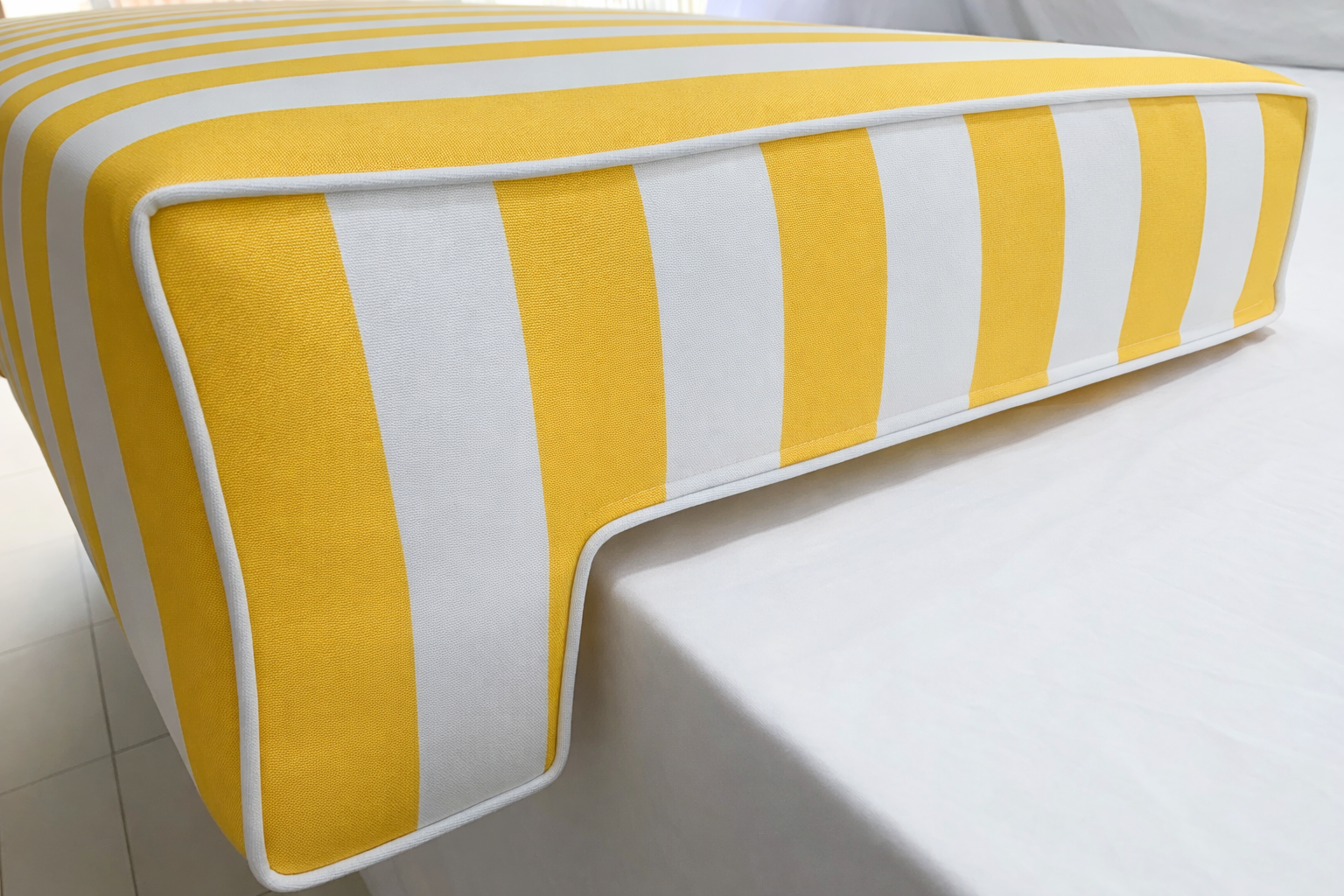 Lemon Yellow Stripe Pool Edge Cushion Cover