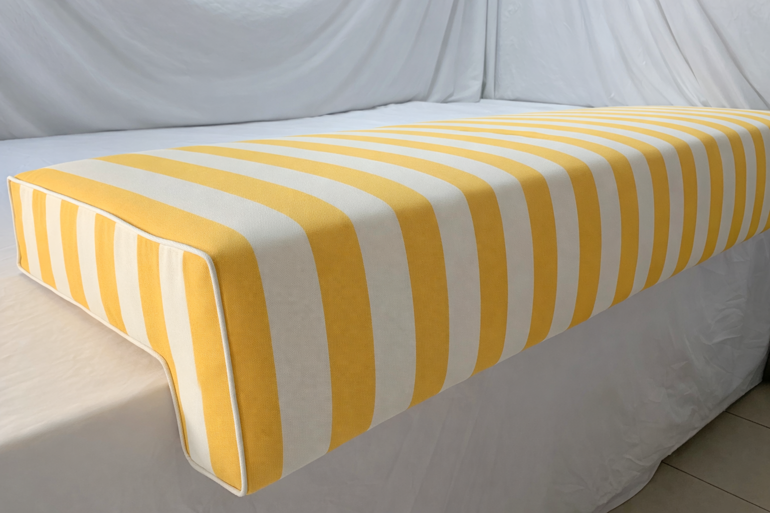 Lemon Yellow Stripe Pool Side Cushion Seat Cover