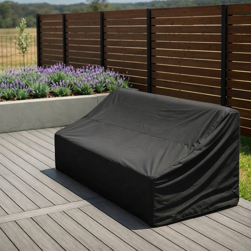 Black Armless Outdoor Sofa Cover