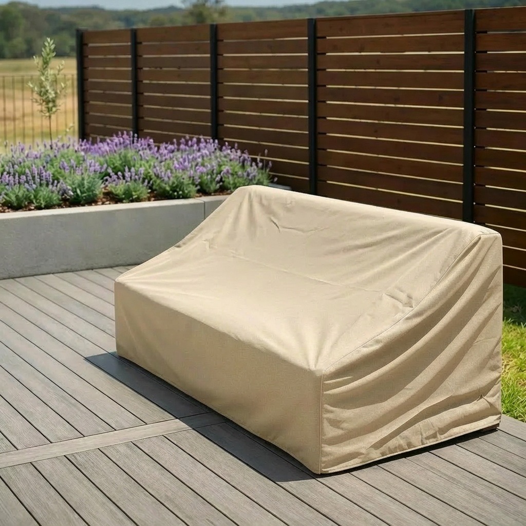Beige Armless Outdoor Sofa Cover