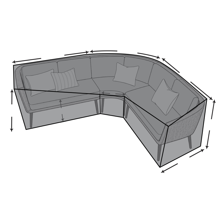 Custom Curved Garden Sofa Cover
